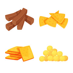 Vector design of food and crunchy sign. Collection of food and flavor stock symbol for web.
