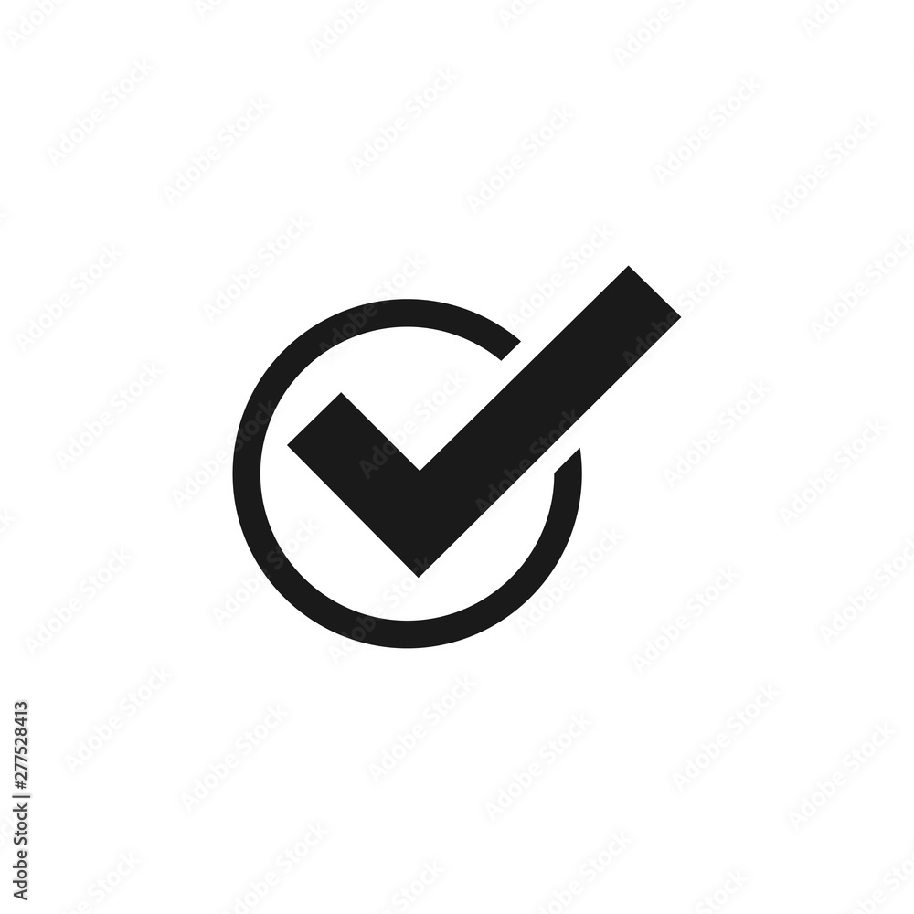 Poster check mark. check mark icon in circle. check mark black icon. isolated on white background