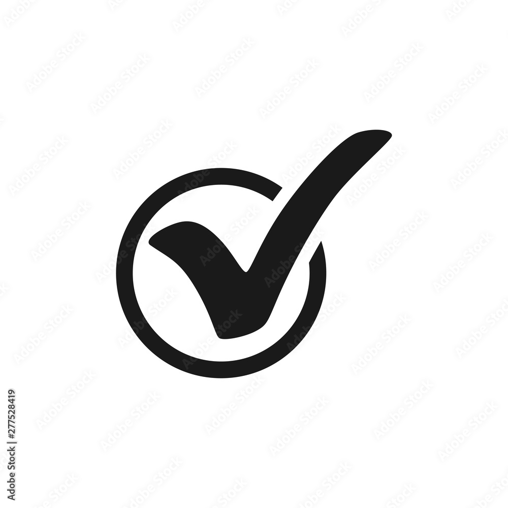Poster check mark. check mark icon in circle. check mark black icon. isolated on white background
