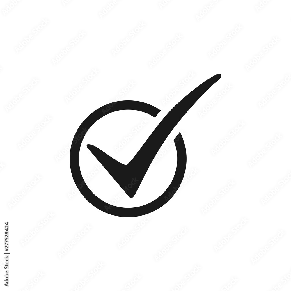 Sticker check mark. check mark icon in circle. check mark black icon. isolated on white background