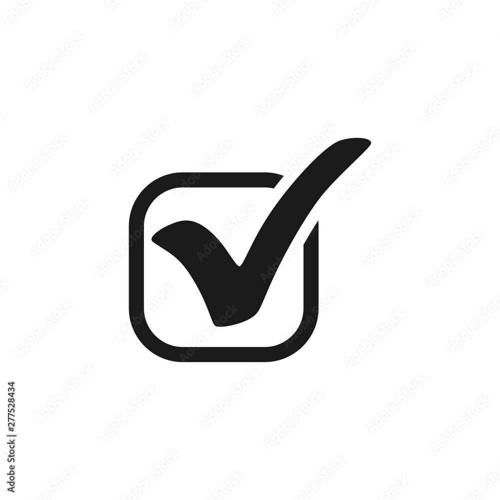 Poster check mark. check mark icon in square. check mark black icon. isolated on white background