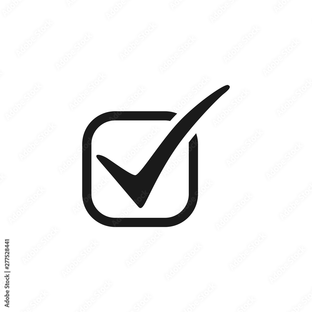 Poster check mark. check mark icon in square. check mark black icon. isolated on white background
