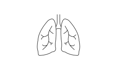 lungs vector icon, sign, symbol. black on white background