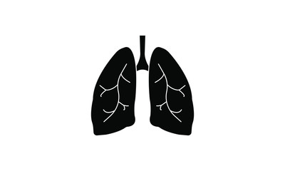 lungs vector icon, sign, symbol. black on white background