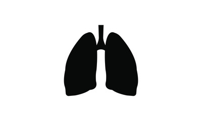lungs vector icon, sign, symbol. black on white background