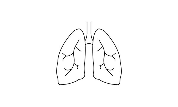 lungs vector icon, sign, symbol. black on white background