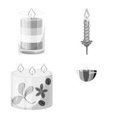 Vector illustration of paraffin and fire icon. Set of paraffin and decoration vector icon for stock.