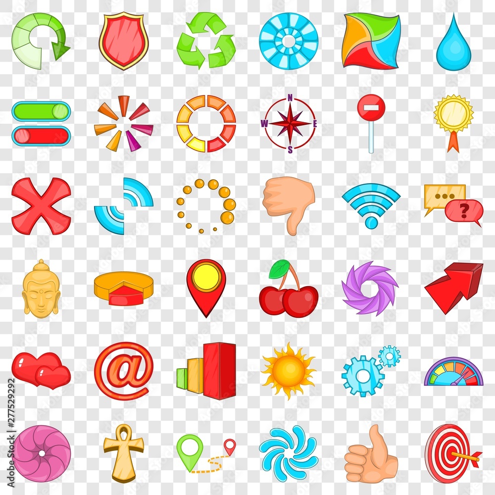 Poster computer graphic icons set. cartoon style of 36 computer graphic vector icons for web for any design
