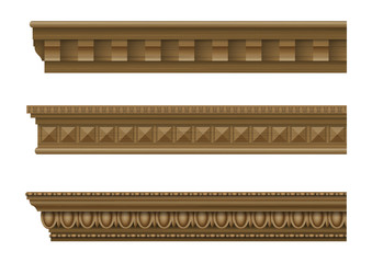 Set of classical wooden cornices