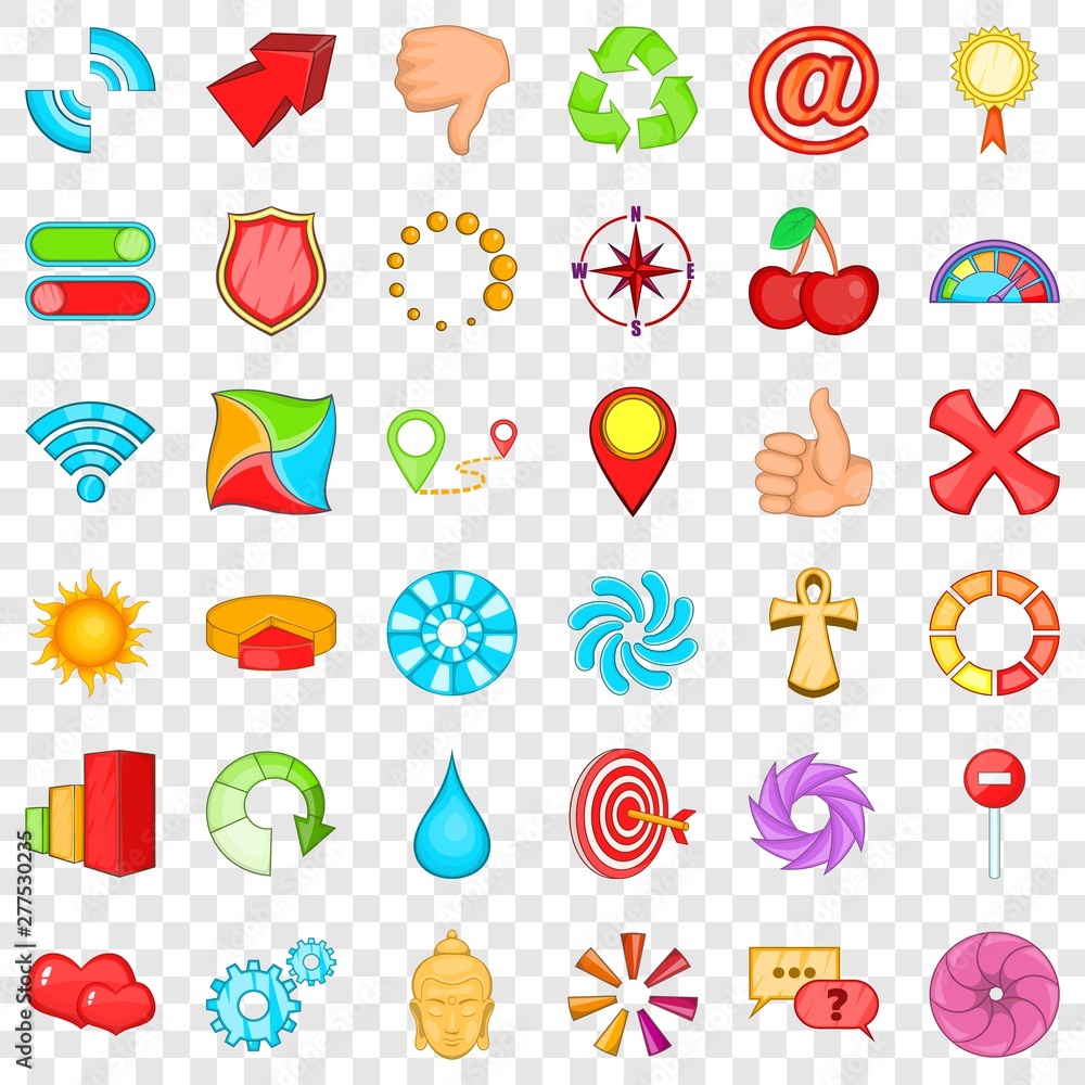 Aufkleber bar icons set. cartoon style of 36 bar vector icons for web for any design