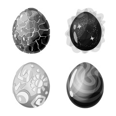 Vector illustration of monster and fantasy sign. Set of monster and big vector icon for stock.