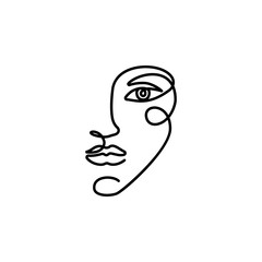 one line, face, woman icon. Element of woman in thin one line icon