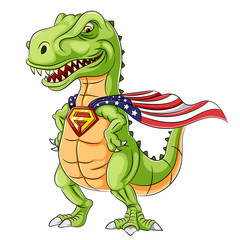Obraz premium A cartoon superhero dinosaurs mascot