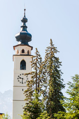 Ftan, Dorf, Kirche, Engadiner Dorf, Unterengadin, Alpen, Graub&uuml;nden, Sommer, Schweiz