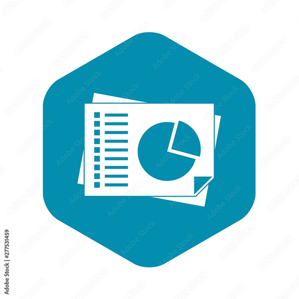 Poster sheets of paper with charts icon. simple illustration of sheets of paper with charts vector icon for