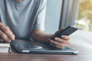 Man using smartphone