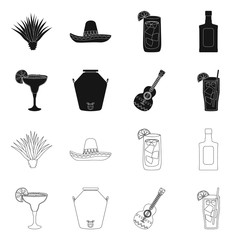 Vector design of cafe and Latin icon. Collection of cafe and national stock symbol for web.