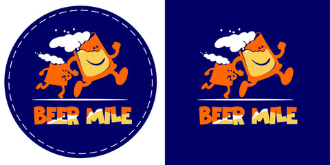 Beer Mile Competition logo. 2 mugs of beer.