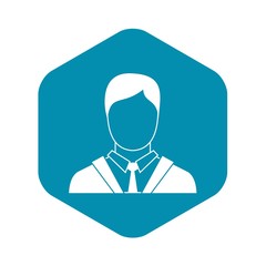 Man in business suit icon. Simple illustration of man in business suit vector icon for web