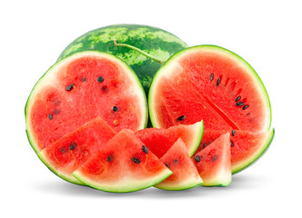 Ripe striped watermelon isolated on white