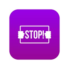 Stop icon digital purple for any design isolated on white vector illustration