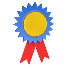 3D Rendering of red and blue golden badge