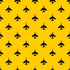Fototapete Militärisches Muster Bewaffneter Kampfjet-Muster nahtloser Vektor wiederholen geometrisches Gelb für jedes Design