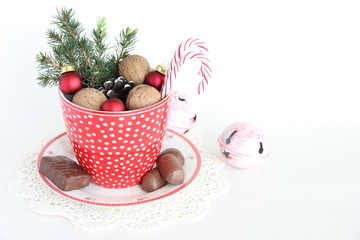 Christmas Cup with candy and nuts
