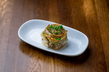 Traditional arabic dessert Baklava on plate. Turkish cuisine