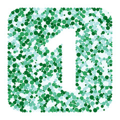 Digit 1 color distributed circles dots illustration