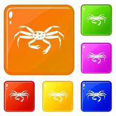 Crab seafood icons set collection vector 6 color isolated on white background