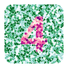 Digit 4 color distributed circles dots illustration