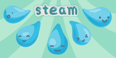 Steam kawaii doodle flat vector illustration icon