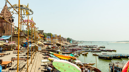 A view of holy dashashwamedh ghat of Varanasi from river Ganges