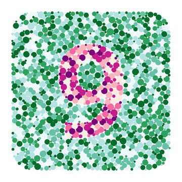 Digit 9 color distributed circles dots illustration