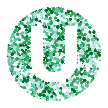 U letter color distributed circles dots illustration