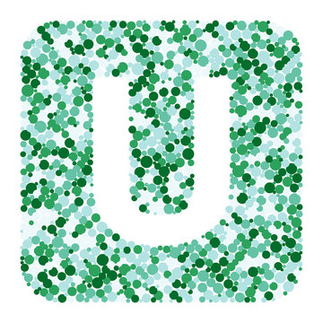 U letter color distributed circles dots illustration