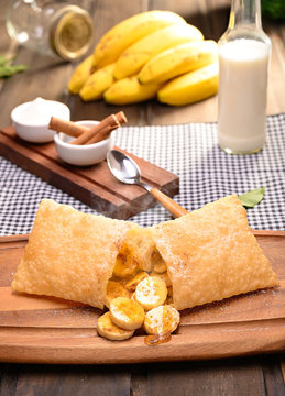 Banana pastry (Pastel de Banana) - Traditional Brazilian with cinnamon and sugar