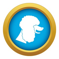 Poodle dog icon blue vector isolated on white background for any design