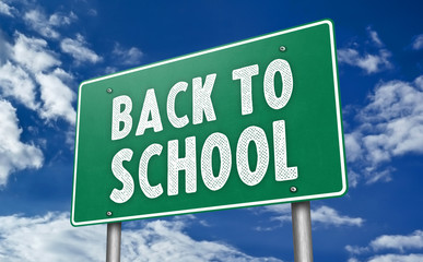 BACK TO SCHOOL - traffic sign message as 3D-Illustration