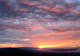 The alpenglow seen from Mt. Fuji