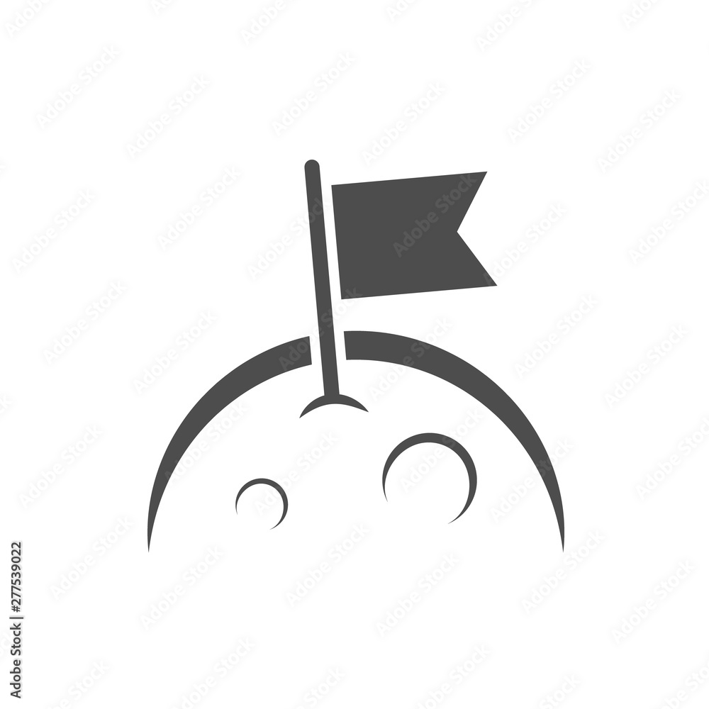 Poster flag on the moon vector icon isolated on white background. flag on the moon flat icon for web, mobil
