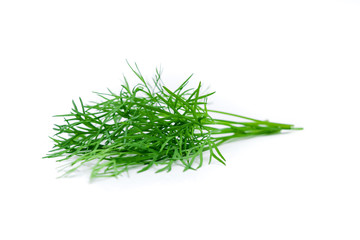 Bunch fresh green dill on white background. .Dill on white background.