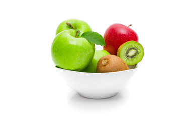 Diet, healthy fruit  in the white bowl - healthy breakfast. Still Life of Fruit