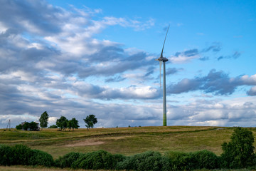 Modern windmill turbine, wind power, green energy