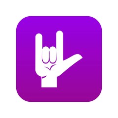 Rock gesture icon digital purple for any design isolated on white vector illustration