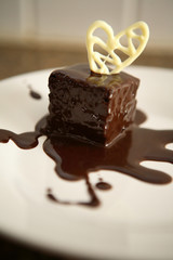 Chocolate brownie with sauce