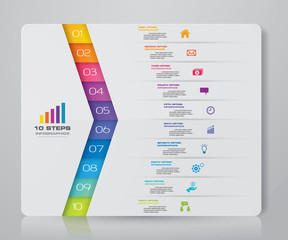 10 steps simple&editable process chart infographics element. EPS 10.	