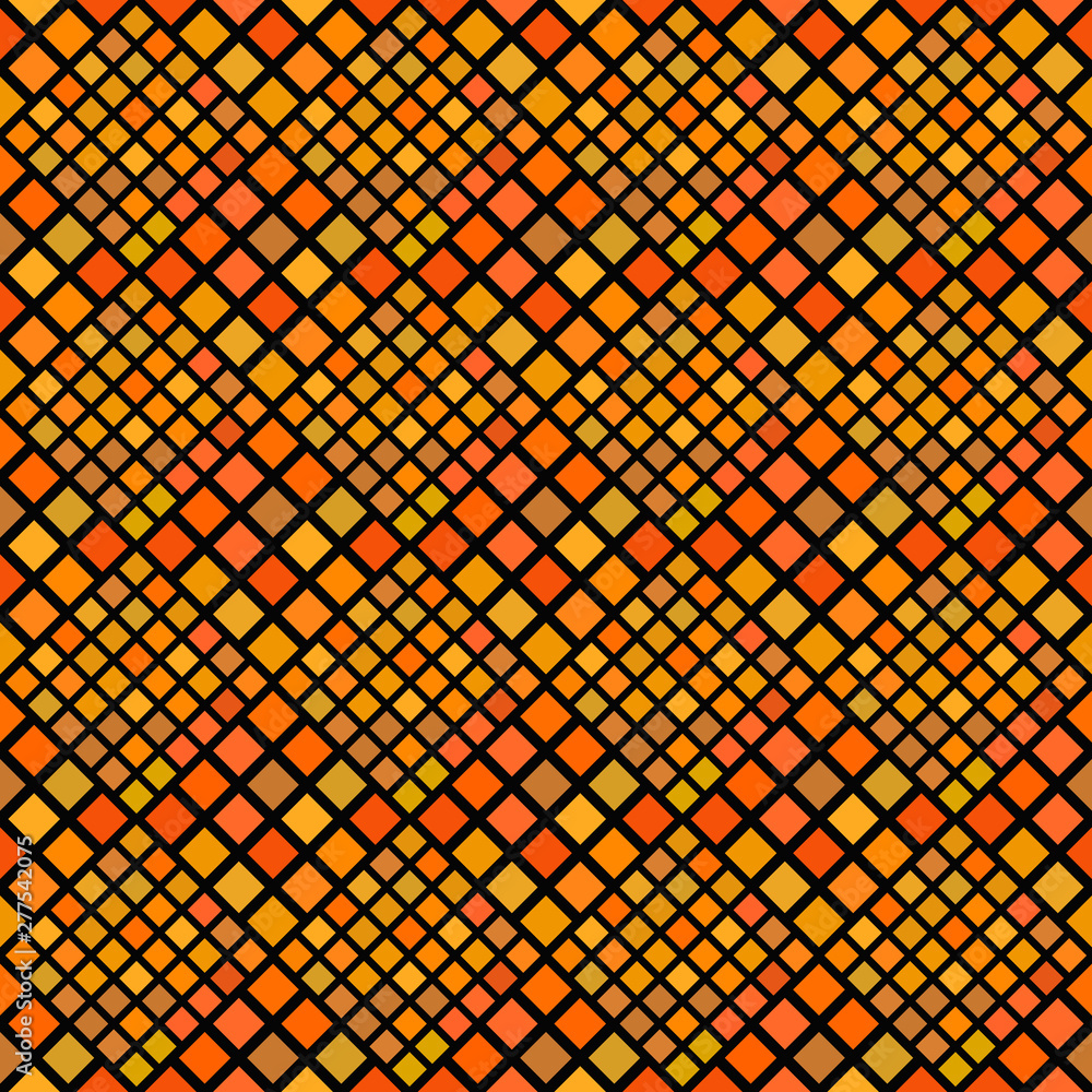 Poster geometrical square pattern background - orange abstract vector graphic design from diagonal squares