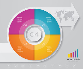 Modern 4 steps pie chart/ circle chart with arrow infographics design element. EPS 10.	